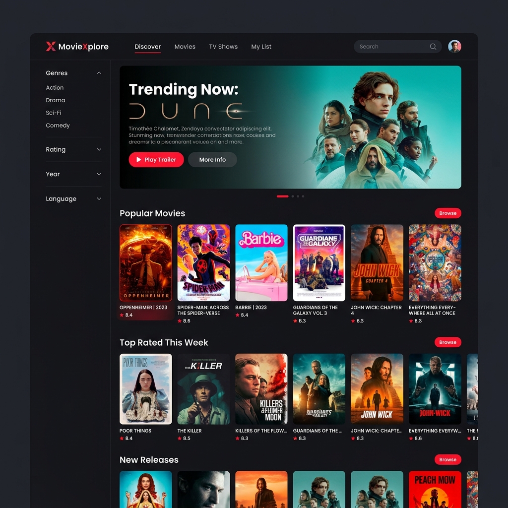 MovieXplore App UI